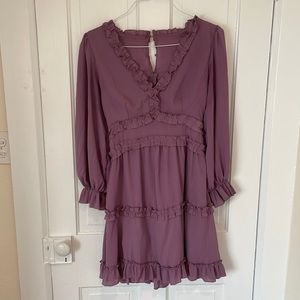 Beautiful Dusty Purple Opened Back Long Sleeve Dress